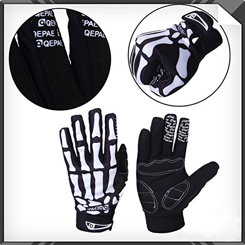 Winter windstopper thermal fleece bone skeleton cycling gloves ou…