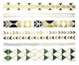 Premium Metallic Tattoos - 75+ Gold, Silver, Black & Turquoise Shimmer Designs. Temporary Fake Jewelry Tattoos - Bracelets, Feathers, Wrist & Arm Bands, & More by Terra Tattoos (Chloe)