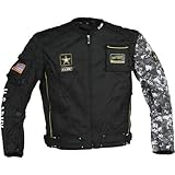 Power-Trip Alpha Men's US Army Textile Street Bike Motorcycle Jacket - Black/Gray Camo / Large