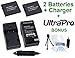 2-Pack Canon NB-11L High-Capacity Replacement Batteries with Rapid Travel Charger for Canon PowerShot A2300 IS, A2400 IS, A3400 IS, A4000 IS, ELPH 110HS, ELPH 320HS Digital Cameras - UltraPro BONUS INCLUDED: Camera Cleaning Kit, Camera Screen Protector, Mini Travel Tripod