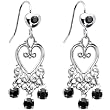 Jet Crystal Bleeding Hearts Chandelier Earrings