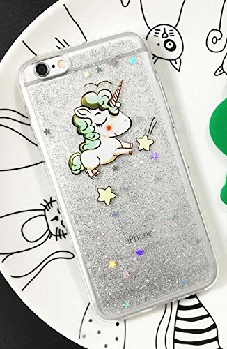 iPhone 6/6S Case,Blingy's Shiny Glitter Bling Bling Sparkling Transparent Animal Style TPU Clear Soft Case for iPhone 6/6S (Unicorn with Stars)