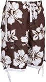 Mens Stripe Hibiscus Print Skate Surf Board Short / Swim Trunks - ( 2 Colors )
