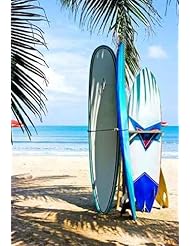 Surf Boards on the Beach - 36"H x 25"W - Peel and Stick Wall Decal by Wallmonkeys