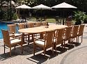 New 11 Pc Luxurious Grade-A Teak Dining Set - 117" Oval Table And 10 Stacking Arm Chairs [Model:CH1]