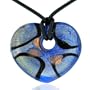 Murano Glass Blue And Gold Heart Pendants