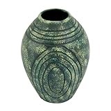 Handmade Terracotta Vase With Blue-Green Glaze - Urn Style