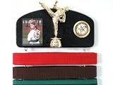 Martial arts belt display with a KICK ! Midn. trophy male.