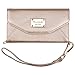 iPhone 6 6s Plus Wallet Case, True Color© Premium Leatherette Wristlet Clutch Folio Tri-Fold Wallet Purse Case Cover with Removable Wrist Strap for iPhone 6 6s Plus (5.5”) - Gold