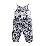 Ochine 新生児　幼児　ロンパース　女の子　綿　かわいいカートゥーン象柄 子供服　2-7歳設定 スリング カバーオール 5サイズ選べる (7、2-3歳)