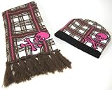 Brown / White / Pink Skull & Crossbones Scarf / Hat Set