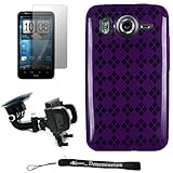 Purple Smooth Durable TPU Skin with Argyle Texture Design Protector / Silic ....