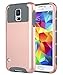 Galaxy S5 Case, S5 Case, ULAK Dual Layer Slim Hybrid Protective Case Cover for Samsung Galaxy S5 SV i9600 [Plastic Hard Shell and Flexible TPU] - Rose Gold/Gray