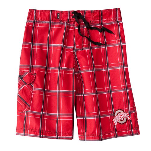 Ohio State University Buckeyes Toddler Boys Swim Short - Bat Boy (Plaid Pattern)