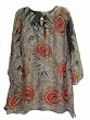 Women's Plus Size Silver & Orange Peacock Indian Kurta-Tunic Chiffon Cover-Up
