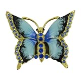 Butterfly Trinket Box - Keepsake - Blue- Gold Plating -Bejeweled