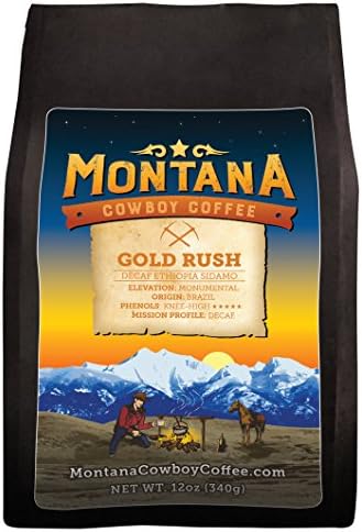 Montana Cowboy Coffee - GOLD RUSH DECAF, Whole Bean 12oz