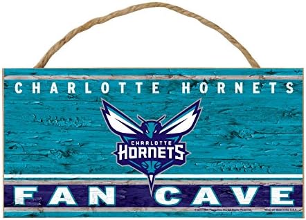 NBA Charlotte Hornets Wood Sign with Rope, 5" x 10"