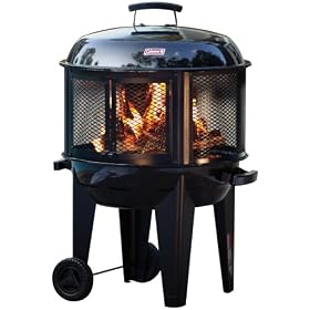 Coleman Round Fireplace with Wheels and Cover