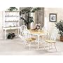 Natural / White Finish 5 PIECE WOOD DINING SET - Table and 4 Chairs