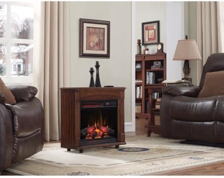 Rolling Mantel with Infrared Quartz Electric Fireplace, Meridian Cherry