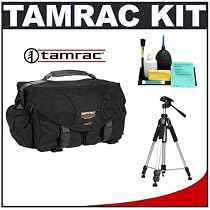 Tamrac 5612 Pro 12 Camera Bag (Black) + Tripod + Accessory Kit for Canon Rebel XSi, XS, T1i, XTi, 40D, 50D, Nikon D40, D60, D5000, D90, D300, D700, Olympus Evolt E-30, E-450, E-520, E-620, and Sony Alpha A200, A300, A350, A700 Digital SLR Cameras