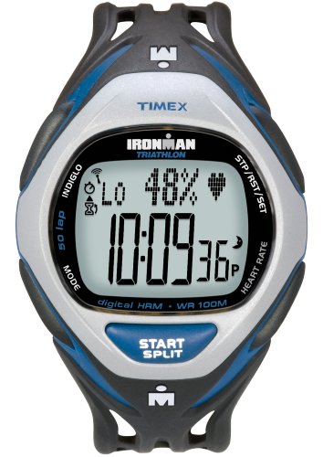 Timex Ironman Men's Race Trainer Heart Rate Monitor Watch, Black/Blue, Full Size