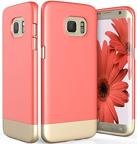 Galaxy S7 Edge Case,Fastbee [Vibrance Series] Three Piece Shock Absorbing Protection Cover for Samsung Galaxy S7 Edge (2016) - Pink / Gold
