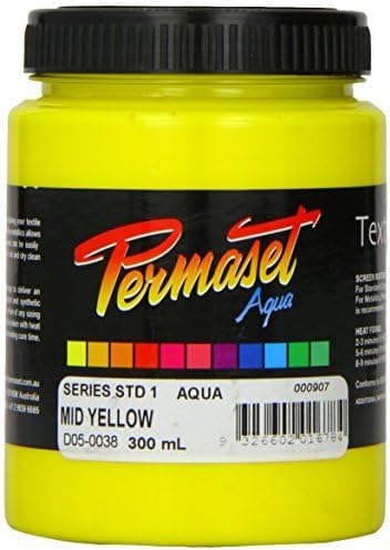Standard Cover Screenprinting Ink - Mid Yellow Permaset Aqua Fabric Magic 300ML by Colormaker Industries