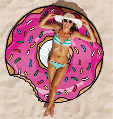 Round Beach Blanket Towel Indian Mandala Roundie Beach Throw Cover Up Bikini Boho Blanket 3D Print Donuts Yoga Mat