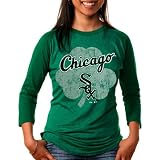 MLB Majestic Threads Chicago White Sox Ladies St. Patrick's Day Raglan Premium T-Shirt - Green (Small)