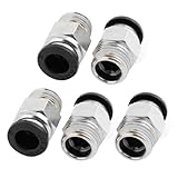 uxcell チューブ用継手コネクタクリニーク空気圧スレッドプッシュ　クイック継手　5個　0.7cm　金属、プラスチック