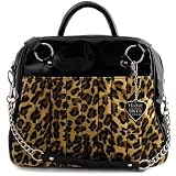 Lux De Ville GAMBLER BAG Faux Leopard Black Patent Travel Handbag