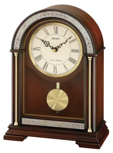 External hard drive:Seiko Mantel Chime with Pendulum Clock Brown Wooden Case with Antique Glass