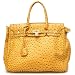 Designer Inspired London Office Tote Ostrich Finish - Mustard