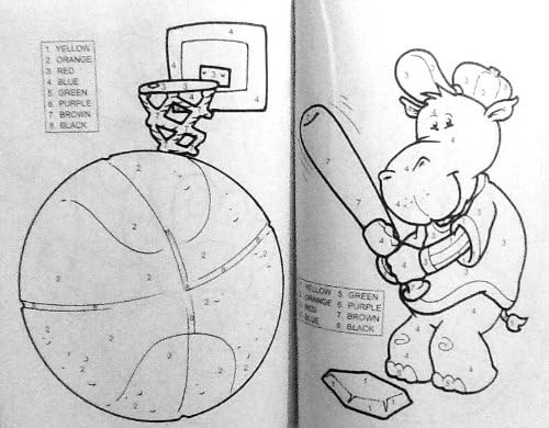 Color By Numbers Coloring Book! 8 Basic Crayola Crayon Colors 11" X 8" 120 Pages/Pictures!! Excellent Assortment of Animals, Sports, Planes, Tractors, Fish, Etc.... by Vision Street