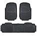 MotorTrend 100% Odorless Ridged Heavy Duty Rubber Floor Mats (Black) - Semi Custom Fit