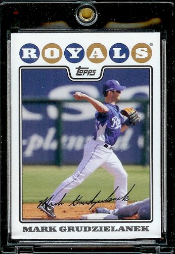 2008 Topps Baseball Cards # 222 Mark Grudzielanek - Kansas City Royals - MLB Baseball Trading Card in a Protective Screw Down Display Case