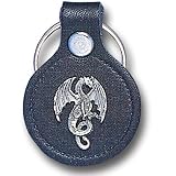 Small Leather & Pewter Key Ring - Dragon - Small Leather & Pewter Key Ring