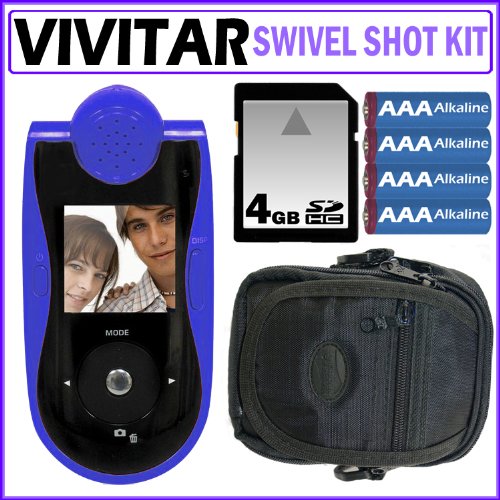 Vivitar 5.1MP Swivel Shot Digital Camera in Purple + 4GB Accessory Kit