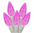 Set of 50 Commercial Grade Pink LED C6 Christmas Lights - White Wire