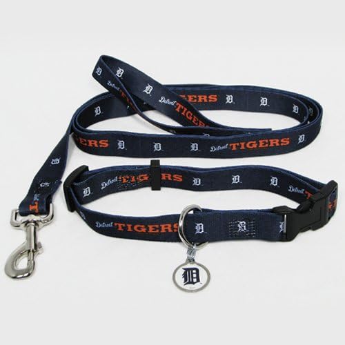 Detroit Tigers Pet Set Dog Leash Collar ID Tag LARGE