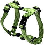 Rogz Utility Medium 5/8-Inch Reflective Snake Adjustable Dog H-Harness, Lime