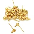 20 Ball Post & Ring Gold Plated Stud Earrings Jewelry 4mm