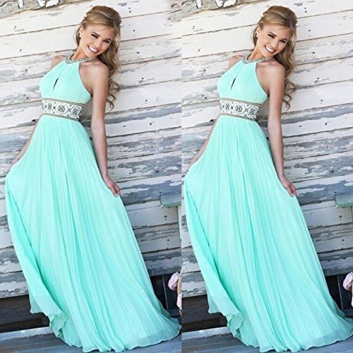 Jierly Women Formal Sleeveless Long Maxi Dress Prom Evening Party Cocktail Bridesmaid Blue M