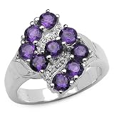 1.45 Carat Genuine Amethyst Sterling Silver Ring