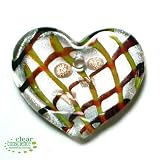 ARTISAN DICHROIC GLASS HEART 25X40MM PENDANT!