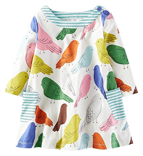 Fiream Girls Crewneck Long Sleeve Dress(S0102,5T)