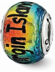 Sterling Silver Reflections Virgin Islands Orange Dichroic Glass Bead QRS3113
