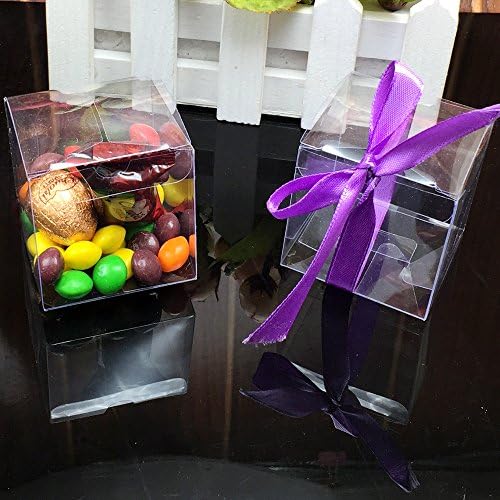OurDecor Pack of 50 Clear Square Wedding Favor Gift Box Transparent Party Candy Bags 5x5x5cm Size